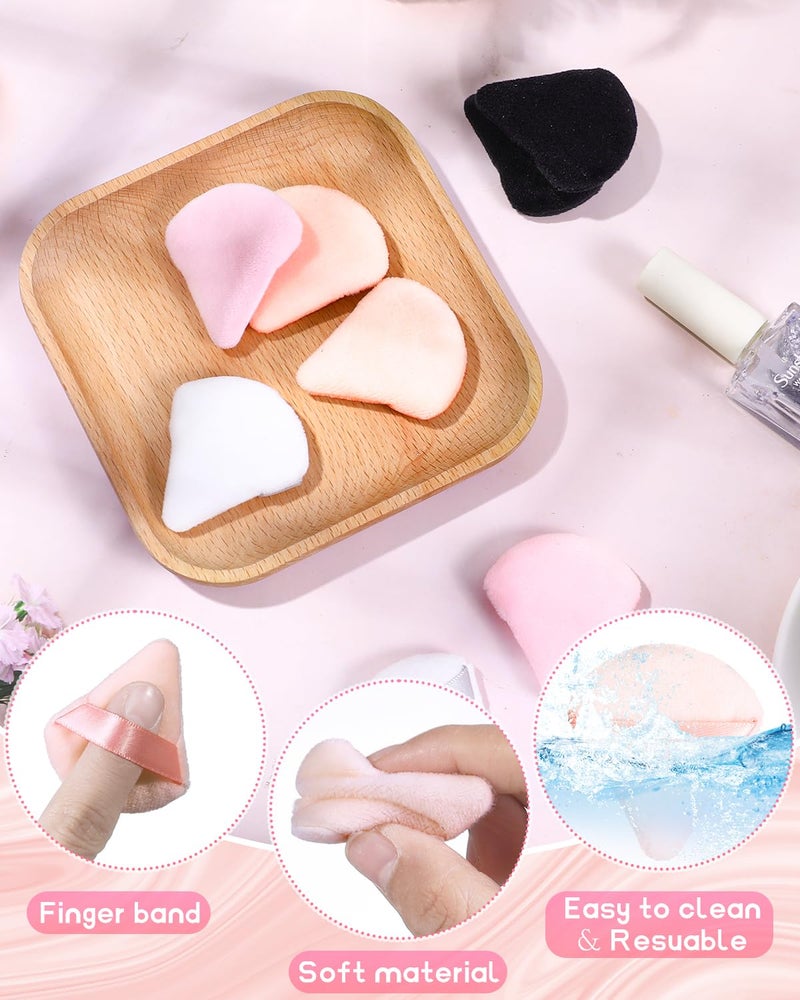 Glavatrix 8 PCS Mini Powder Puff, Finger Setting Powder Puffs for Face, Small Velour Triangle Makeup Sponge (Black+White+Nude+Pink) - Image 3